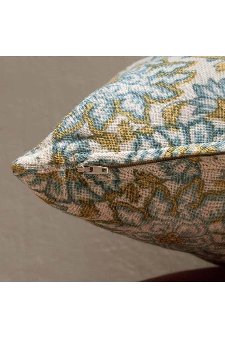 Bloom Blockprint Pillow - Cover Only, Alternate, color, Blue
