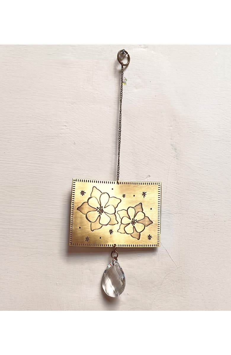 Matr Boomie Colorado State Blue Columbine Engraved Suncatcher, Alternate, color, Brass