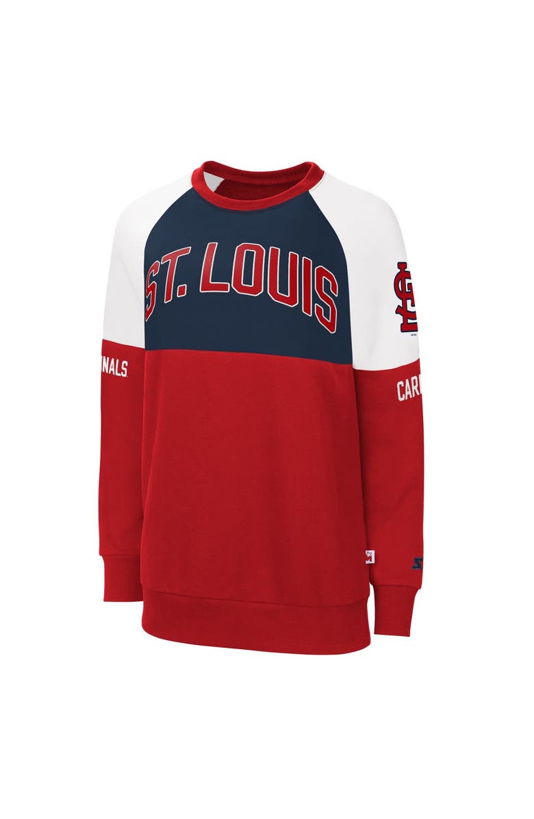 STARTER Women's Starter Red/Navy St. Louis Cardinals Baseline Raglan Pullover Sweatshirt, Alternate, color, Red