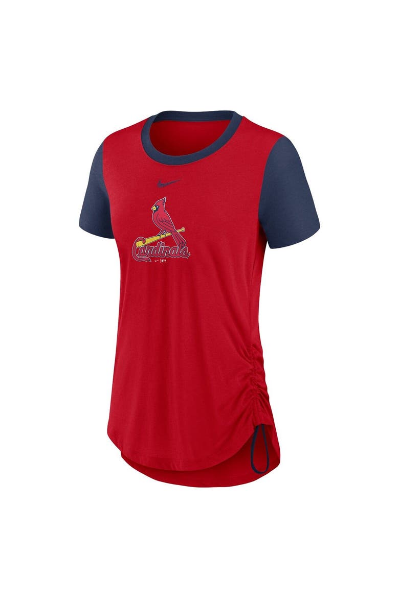 Women's Nike Red St. Louis Cardinals Hipster Swoosh Cinched Tri-Blend Performance Fashion T-Shirt, Alternate, color, Red