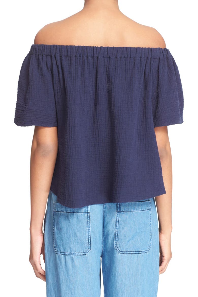 Off the Shoulder Cotton Top, Alternate, color, NAVY