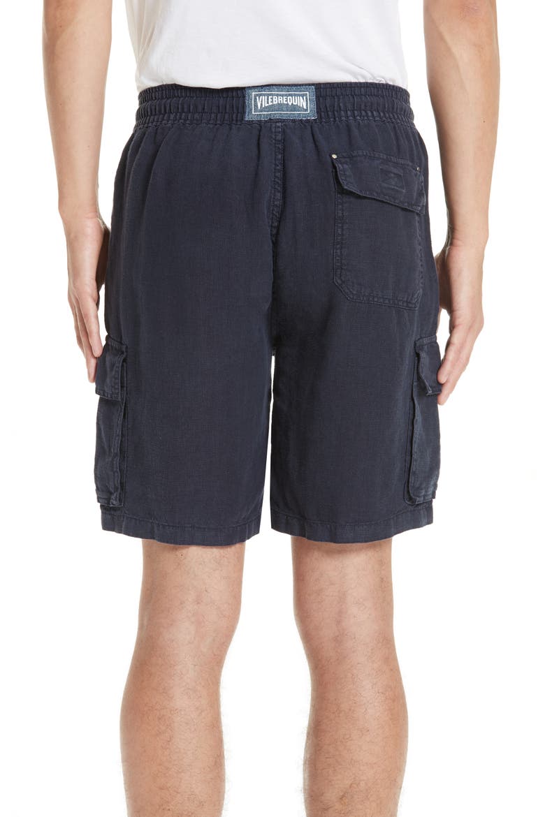Men's Linen Bermuda Cargo Pockets Shorts, Alternate, color, BLUE