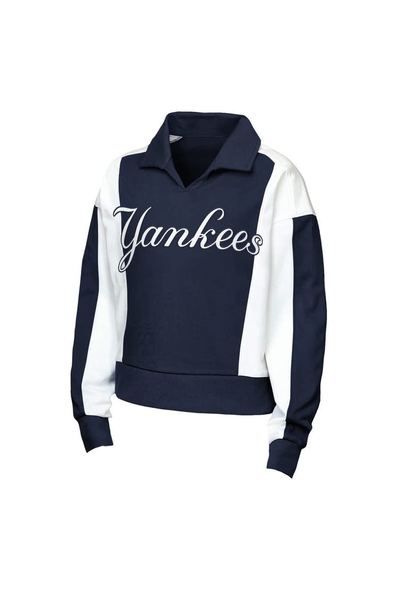 Girls Youth Outerstuff  Navy New York Yankees Tech Curve Ball Sweatshirt, Alternate, color, Navy