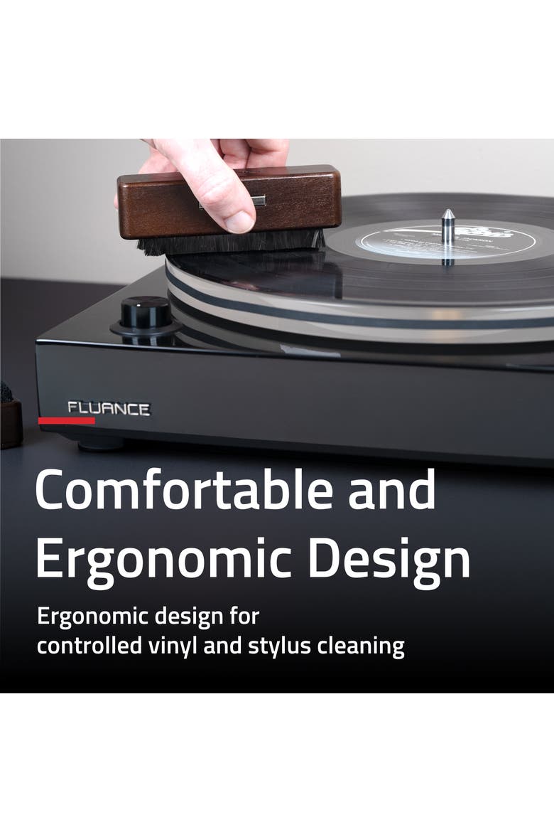 Vinyl Record Cleaning Kit with Carbon Fiber Brush and Stylus Brush, Alternate, color, Natural Walnut
