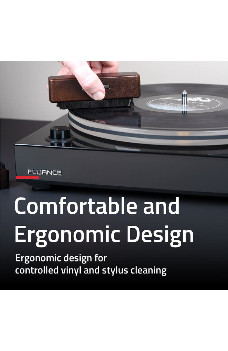 Fluance Vinyl Record Cleaning Kit with Carbon Fiber Brush and Stylus Brush, Alternate, color, Natural Walnut