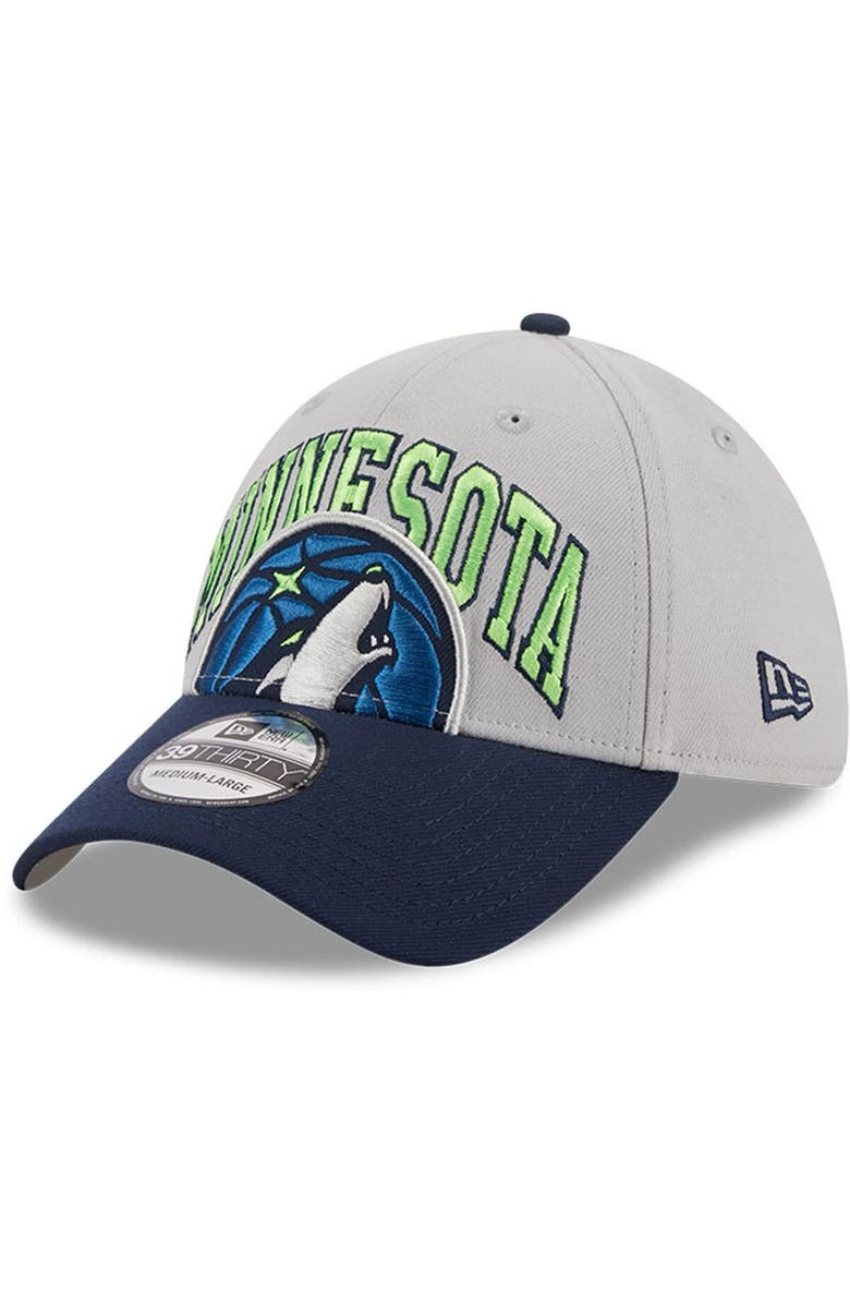 New Era Men's New Era Gray/Navy Minnesota Timberwolves Tip-Off Two-Tone 39THIRTY Flex Hat, Main, color, 