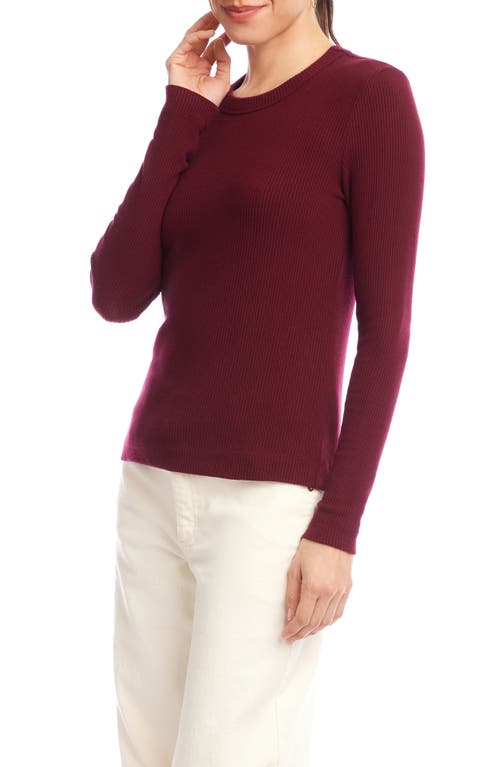Karen Kane Long Sleeve Rib Top In Brown
