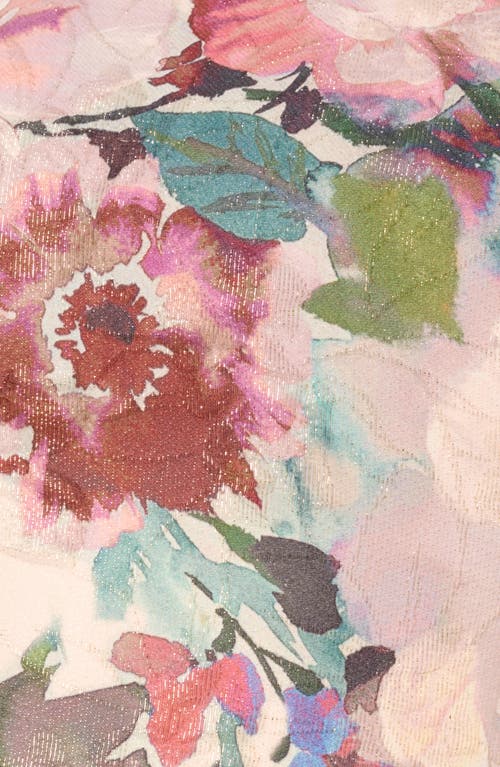 Aidan Mattox By Adrianna Papell Floral Strapless Jacquard Cocktail Dress In Pink Multi