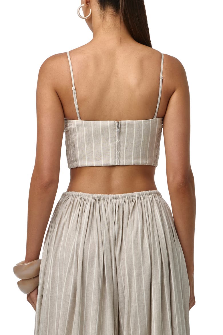 Pinstripe Linen Blend Corset Crop Top, Alternate, color, TAUPE PINSTRIPE