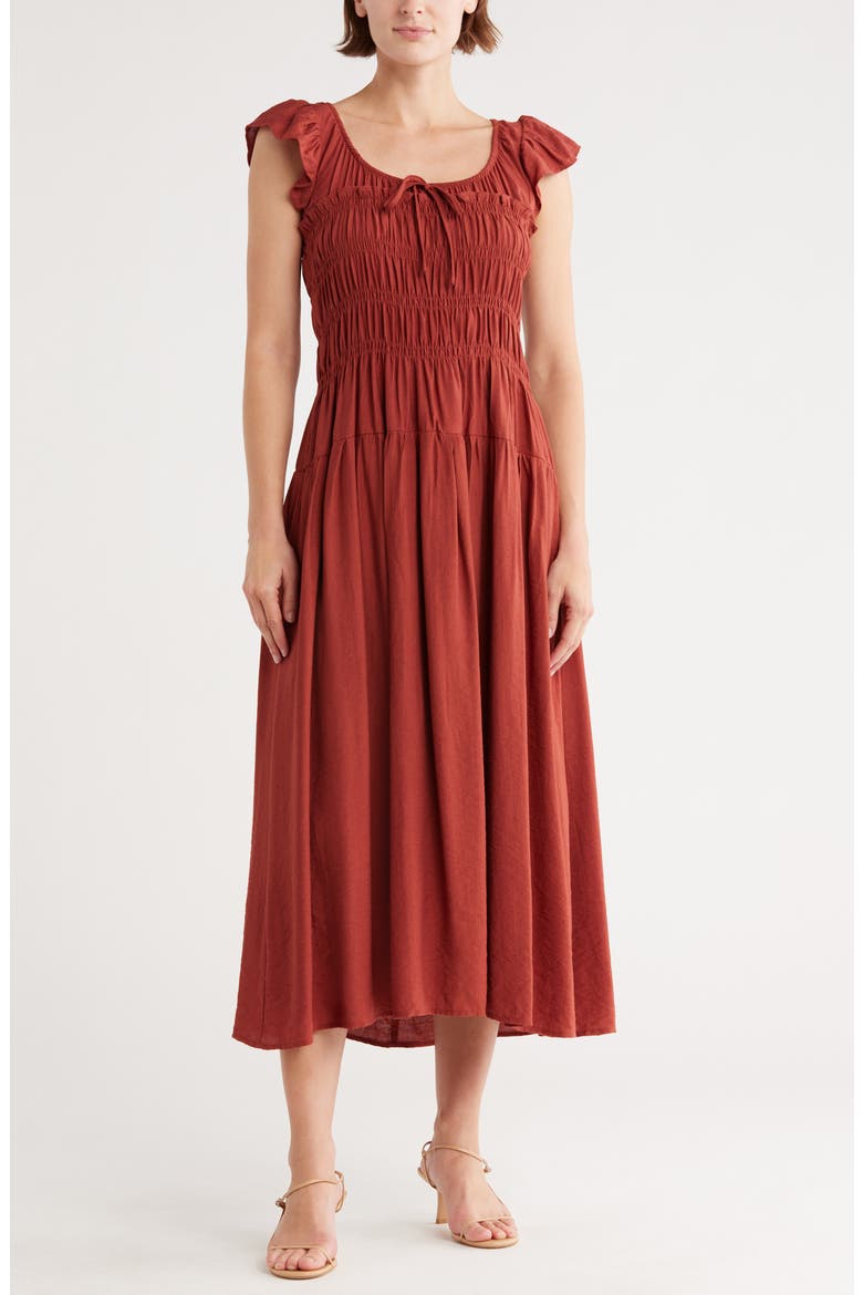 Shirred Maxi Dress, Main, color, SIENNA