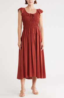 Blu Pepper Shirred Maxi Dress