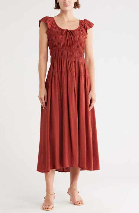 Blu Pepper Shirred Maxi Dress