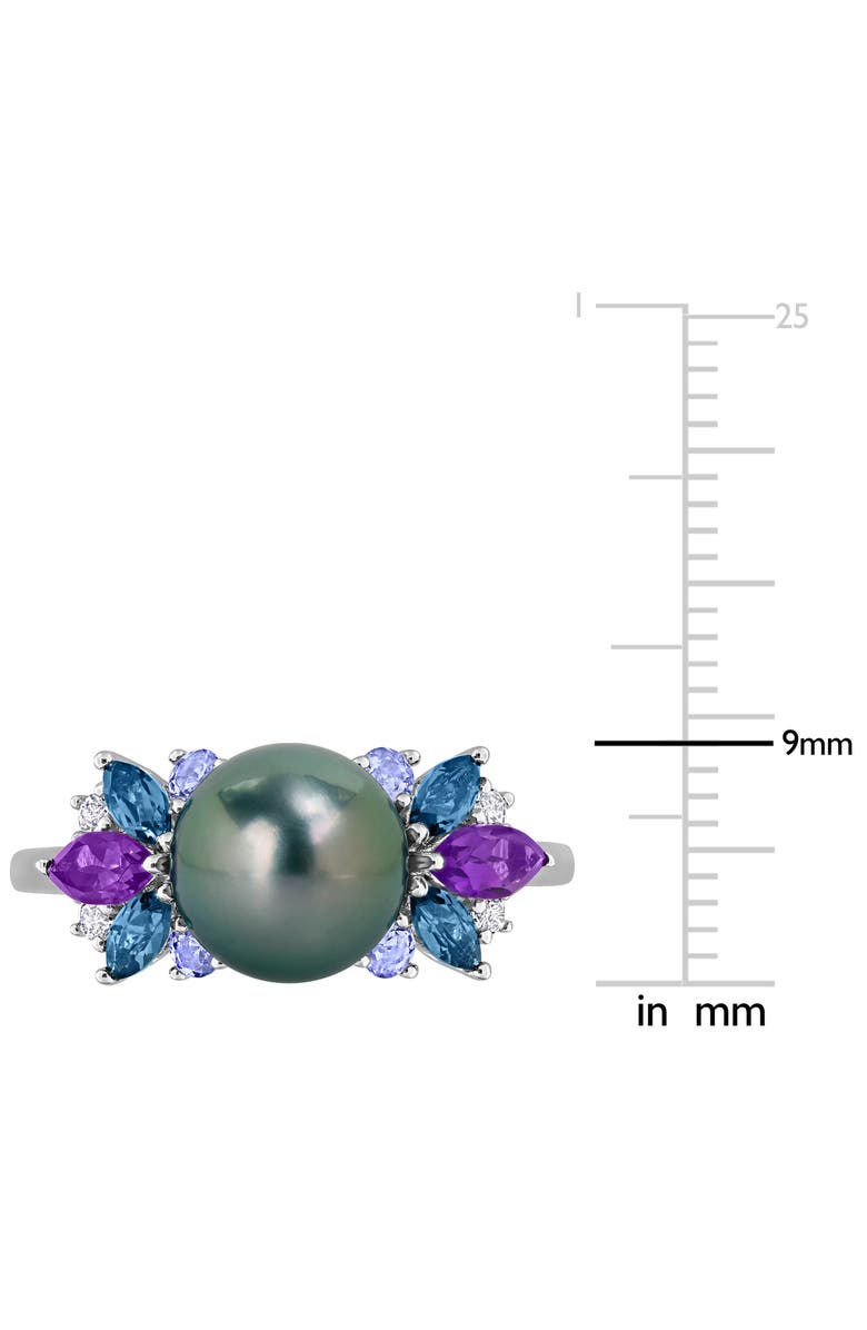 DELMAR 8-8.5mm Cultured Tahitian Pearl Cluster Ring, Alternate, color, Tahitian Pearl