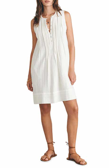Faherty Isha Pintuck Organic Cotton Shift Dress