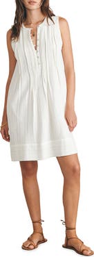 Faherty Isha Pintuck Organic Cotton Shift Dress