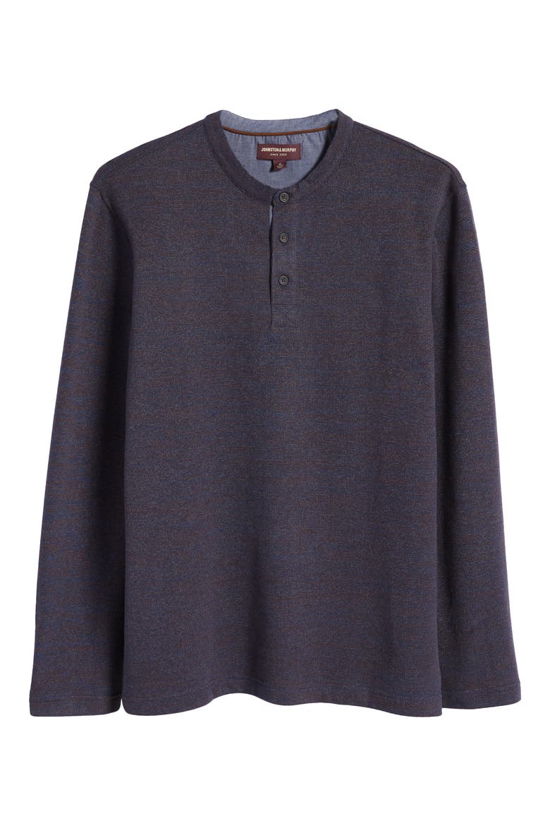 Textured Cotton Blend Henley, Alternate, color, NAVY