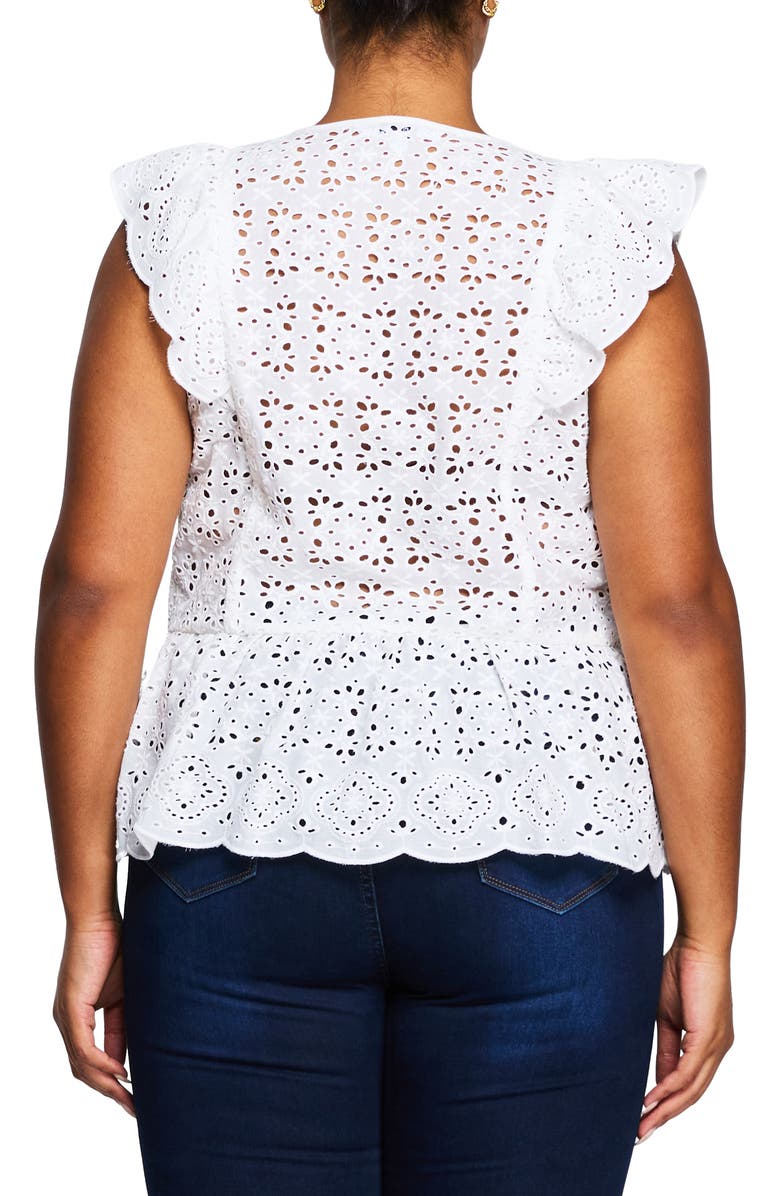 Estelle Majorca Floral Eyelet Cotton Peplum Top, Alternate, color, 