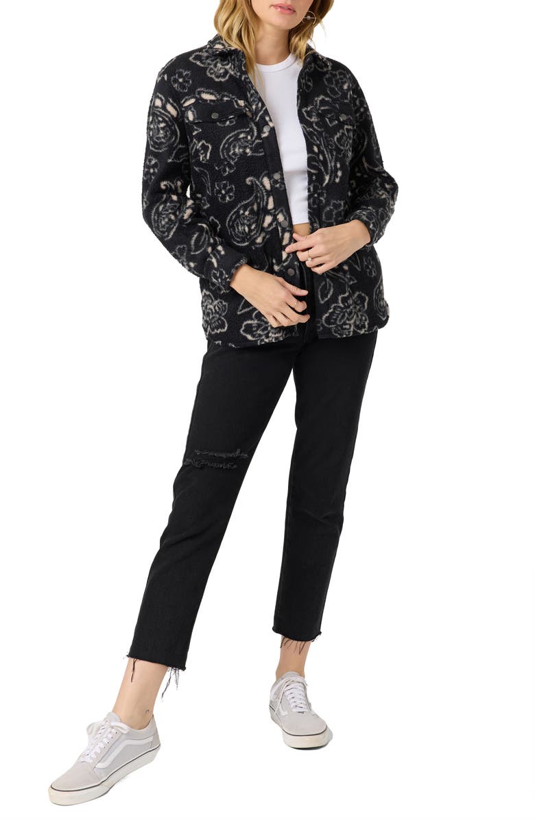 O'Neill Zuma Print High Pile Fleece Shirt Jacket, Alternate, color, Nile Blue