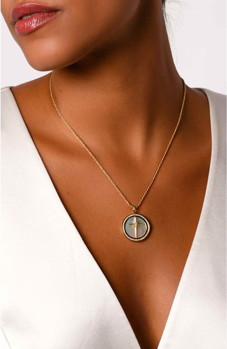 Rizen Jewelry True Direction Compass Necklace, Alternate, color, 18K Gold Plated
