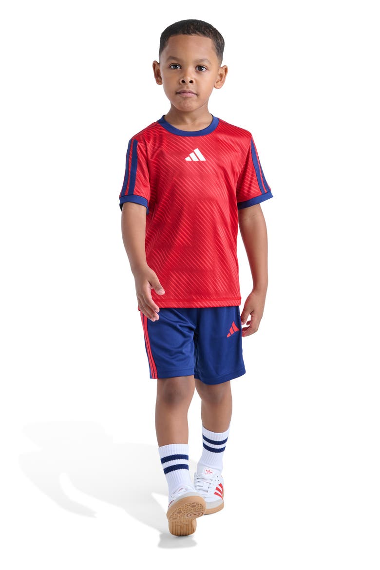 Soccer Top & 3-Stripes Shorts Set, Alternate, color, PURE RUBY