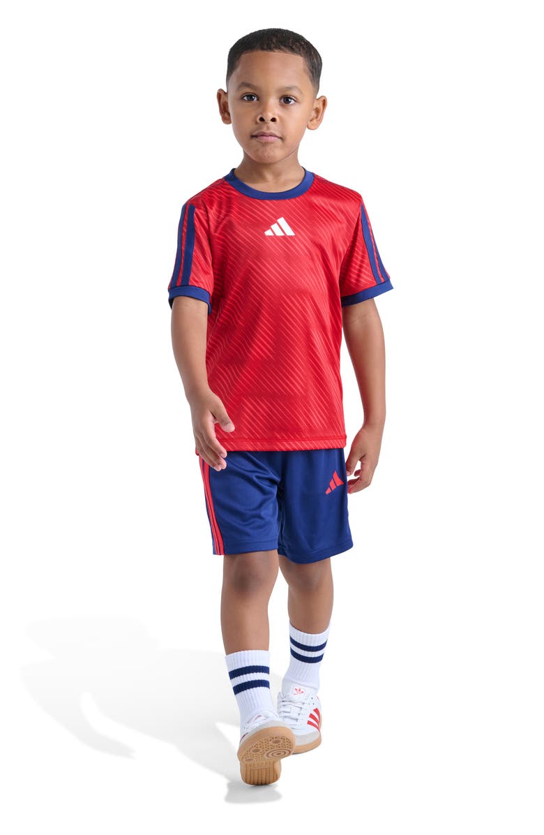 adidas Soccer Top & 3-Stripes Shorts Set, Alternate, color, Pure Ruby