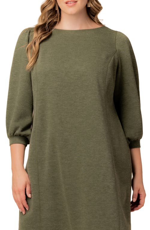 Kiyonna Madison Long Sleeve Sweater Dress In Green