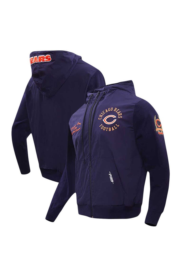 Men's Pro Standard Navy Chicago Bears Hybrid Woven Full-Zip Hoodie, Main, color, Navy