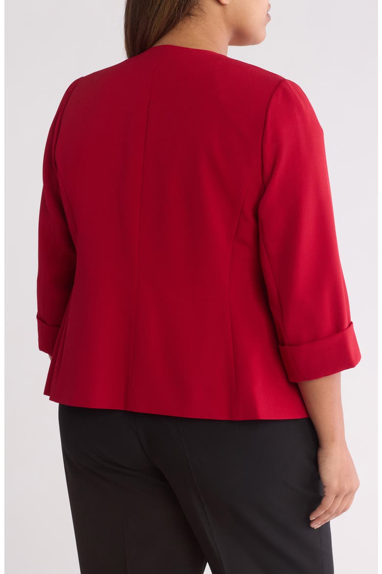 Cardigan-Style Stretch Crepe Blazer, Alternate, color, FIRE RED