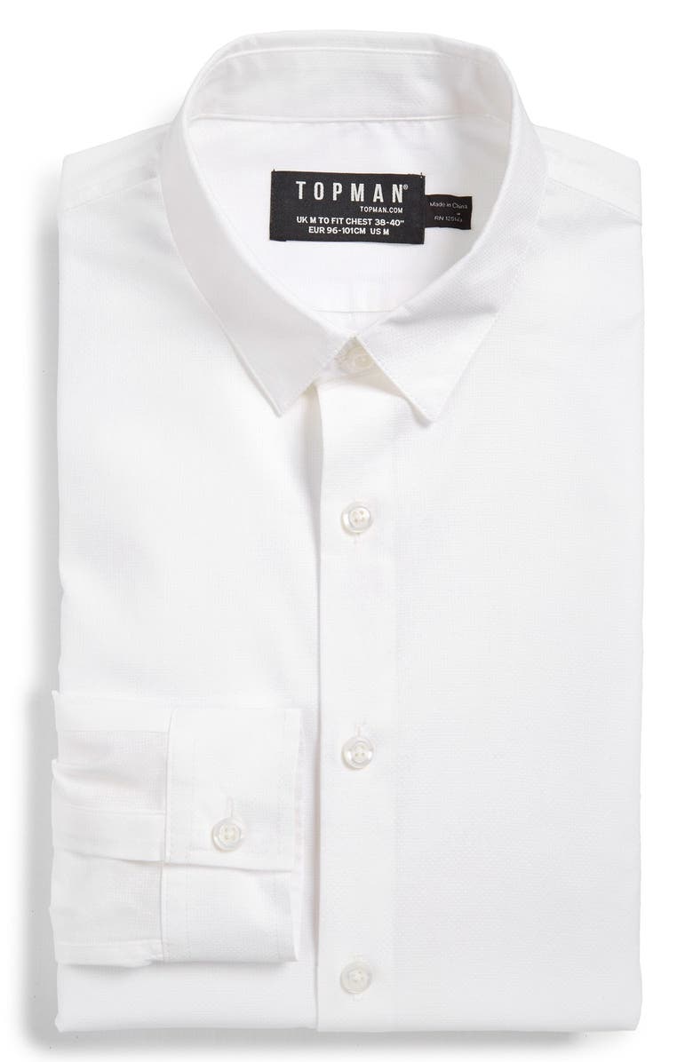 Topman Slim Fit Textured Cotton Dress Shirt, Main, color,