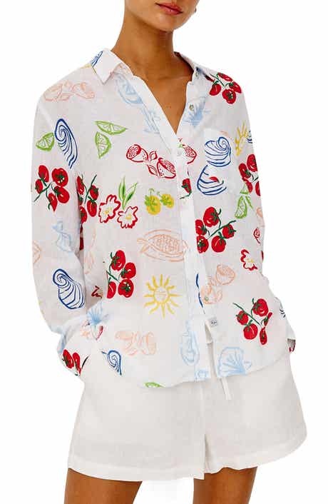 x Giadzy Charli Antipasti Print Linen Blend Button-Up Shirt