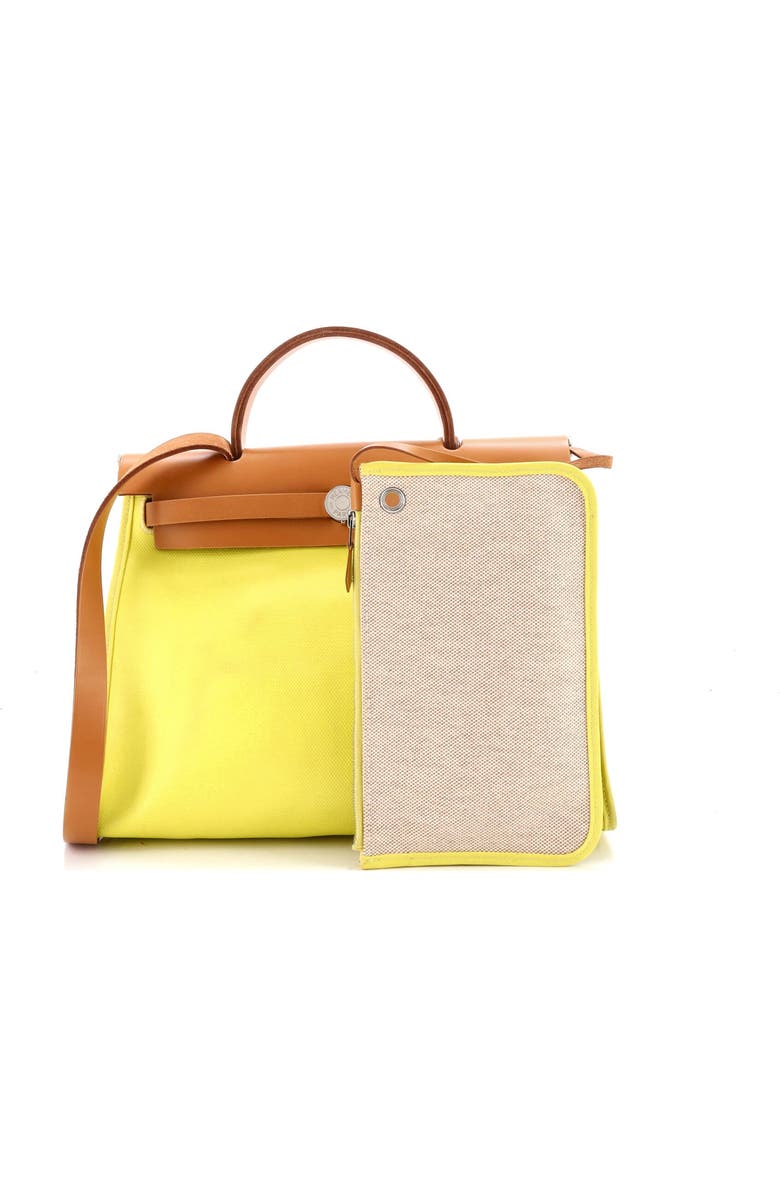 Pre-Owned Hermes Herbag Zip Berline Vache Canvas and Leather 31, Alternate, color, Lime