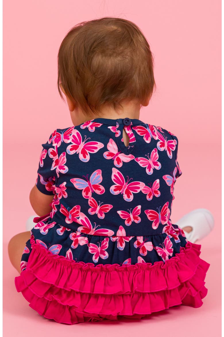 Butterfly Bliss Ruffle Cotton Bubble Romper, Alternate, color, BLUE