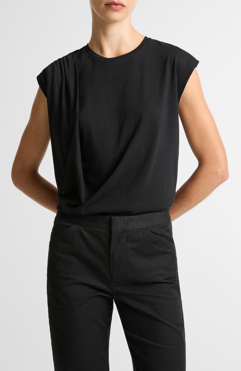 Vince Cap Sleeve Drape Top, Main, color, Black