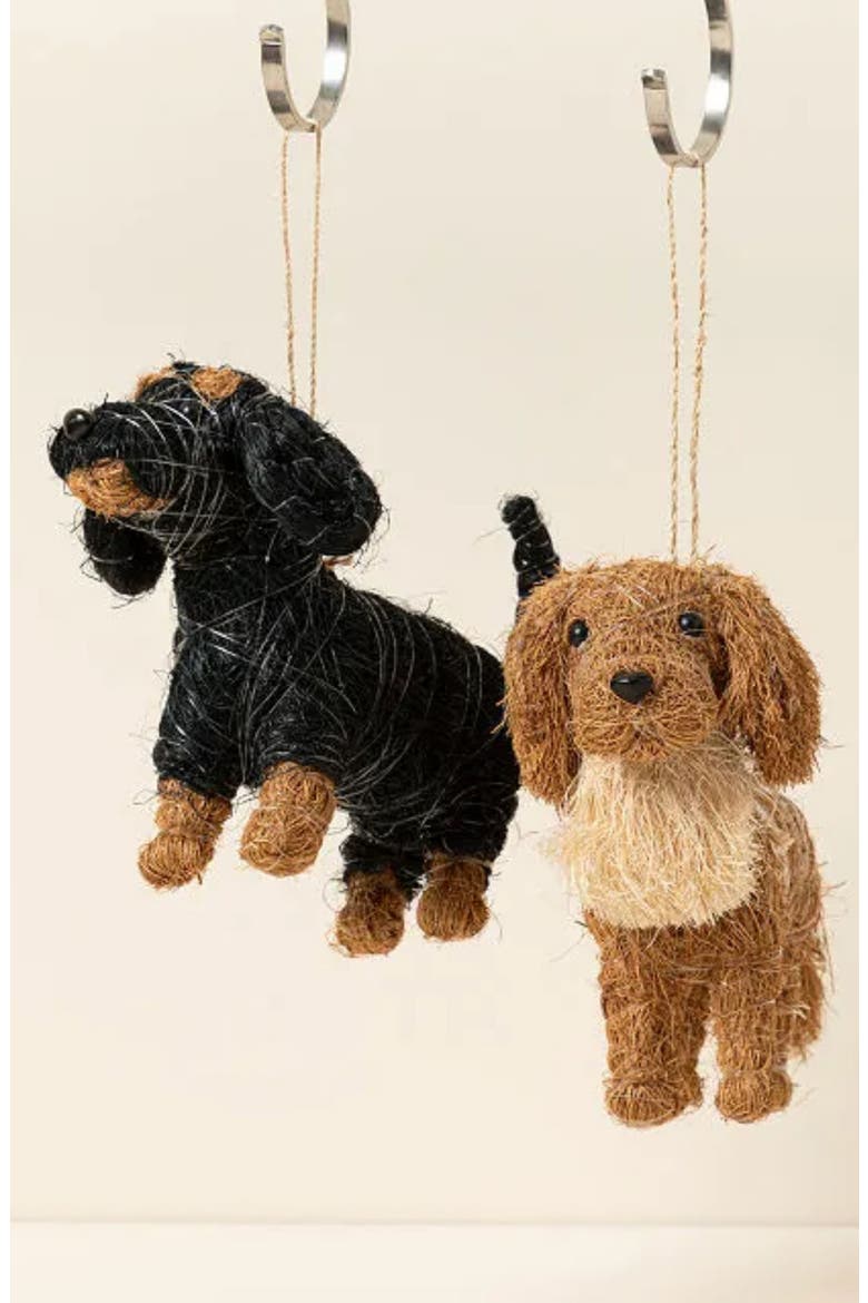 Golden Retriever Handwoven Ornament, Alternate, color, BROWN/ WHITE