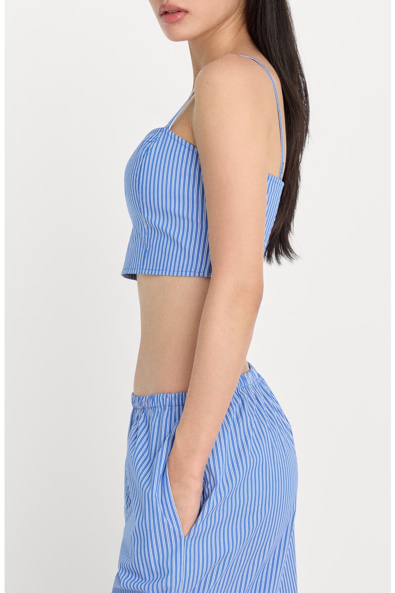 Stripe Crop Poplin Bustier Top, Alternate, color, BLUE WHITE STRIPE