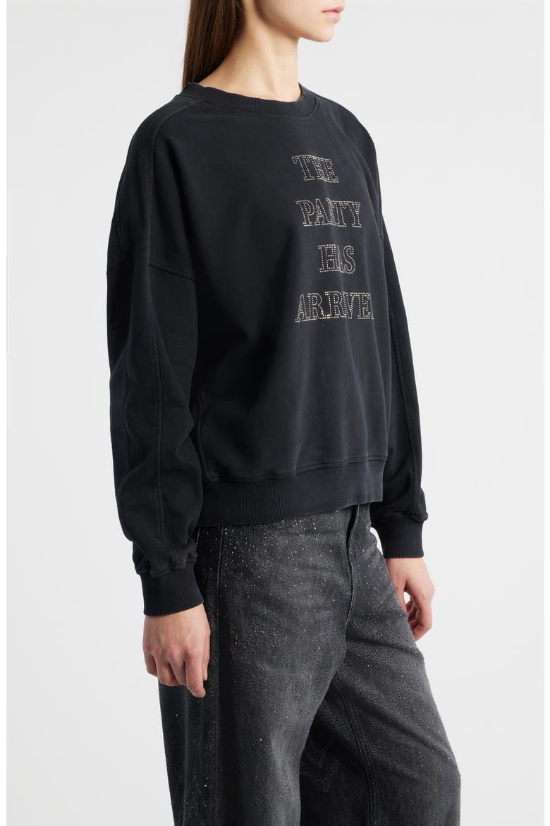 Eland Party Time Embellished Cotton Graphic Sweatshirt, Alternate, color, BLACK