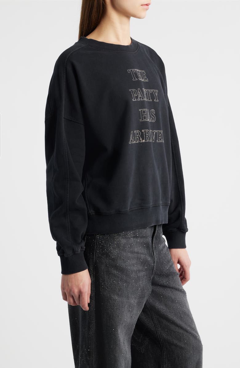 BOSS Orange Eland Party Time Embellished Cotton Graphic Sweatshirt, Alternate, color, Black