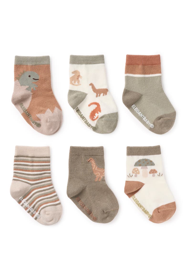 Assorted 6-Pack Dino Socks Gift Box, Main, color, BROWN MULTI
