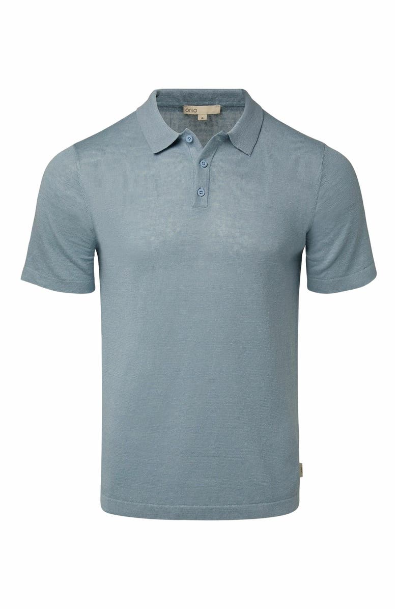 Onia Linen Sweater Polo, Alternate, color, Baby Blue