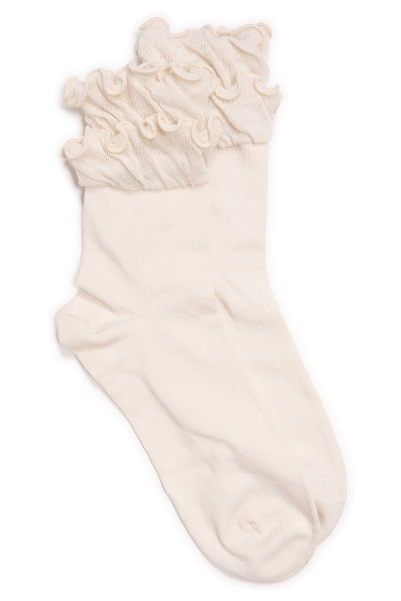 Ruffle Crew Socks, Main, color, IVORY