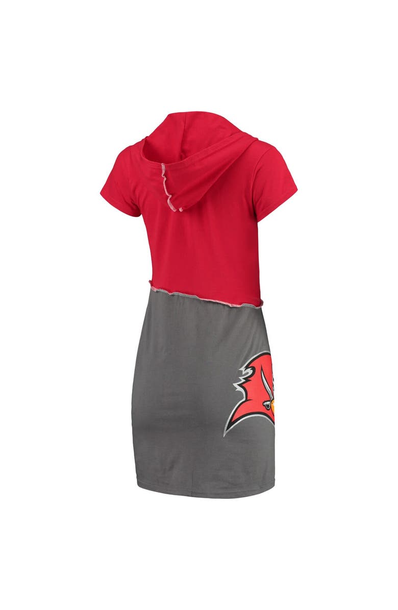 REFRIED APPAREL Women's Refried Apparel Red/Pewter Tampa Bay Buccaneers Sustainable Hooded Mini Dress, Alternate, color, 