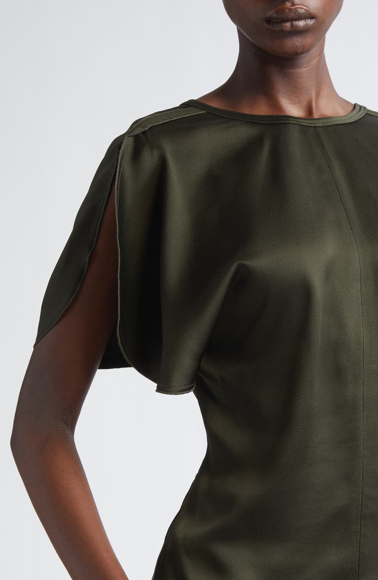 Victoria Beckham Slit Draped Sleeve Crepe Back Satin Top, Alternate, color, Dark Olive
