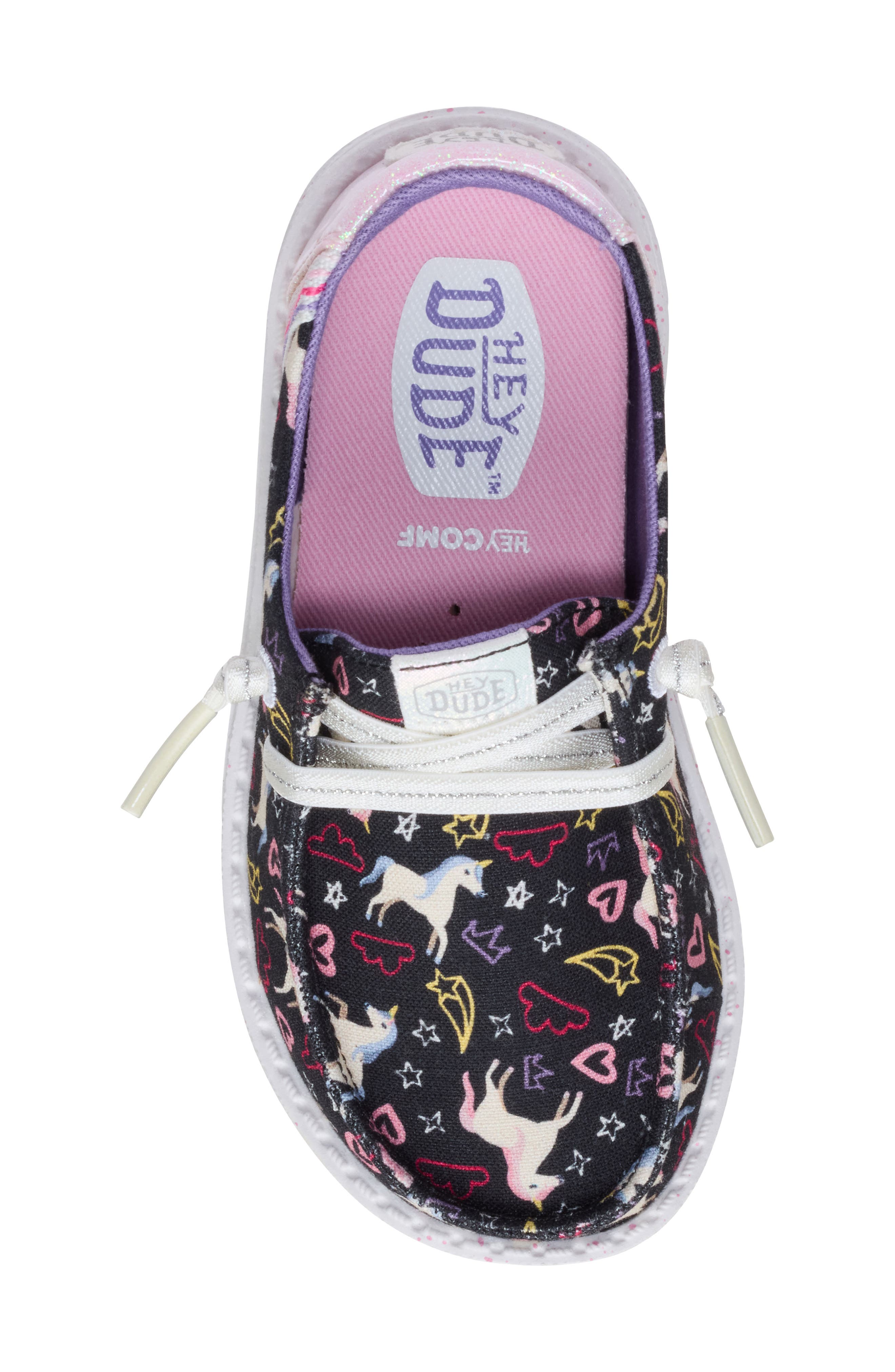 Kids' Wendy Unicorn Stars Slip-On, Alternate, color, BLACK