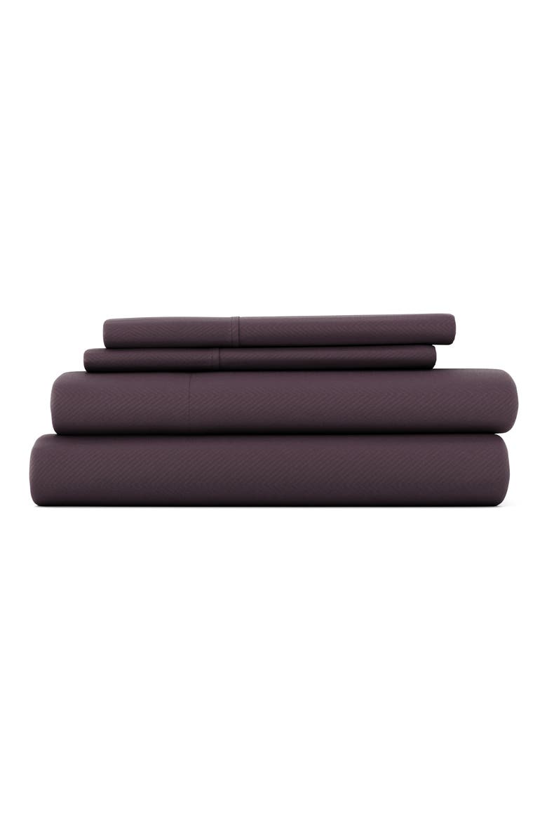 HOME SPUN Premium Chevron Embossed 4-Piece Bed Sheet Set, Main, color, PURPLE