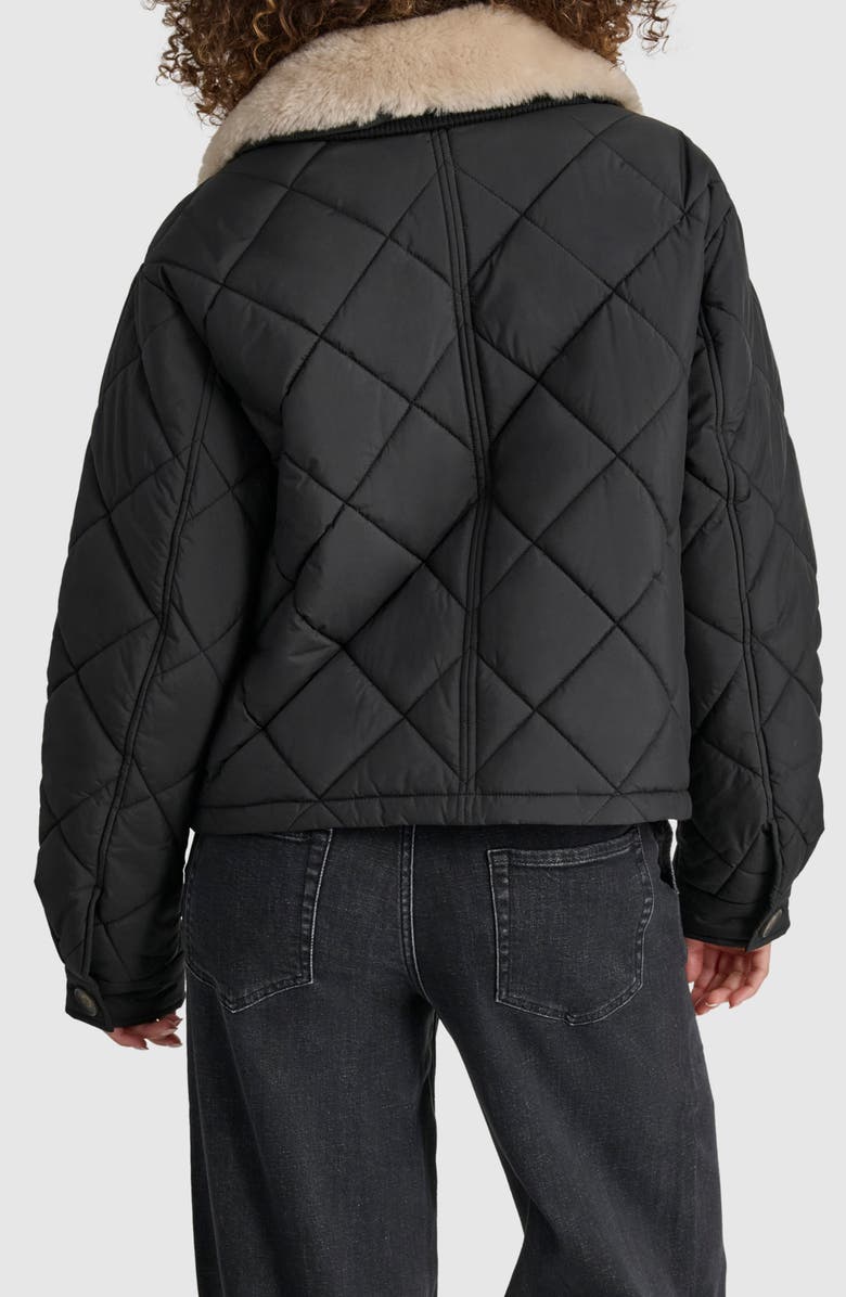 DKNY Crop Quilted Jacket with Faux Fur Trim, Alternate, color, 