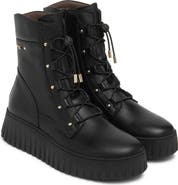 NeroGiardini Leather Wedge Combat Boot