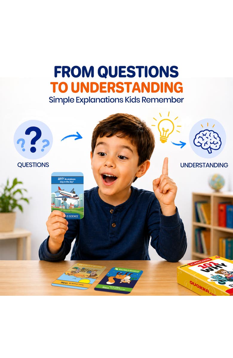 Quokka Why Questions Flashcards for Kids, Alternate, color, 101 Why Flashcards