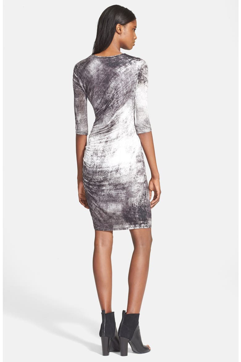 'Nova' Print Ruched Jersey Dress, Alternate, color, GREYSCALE