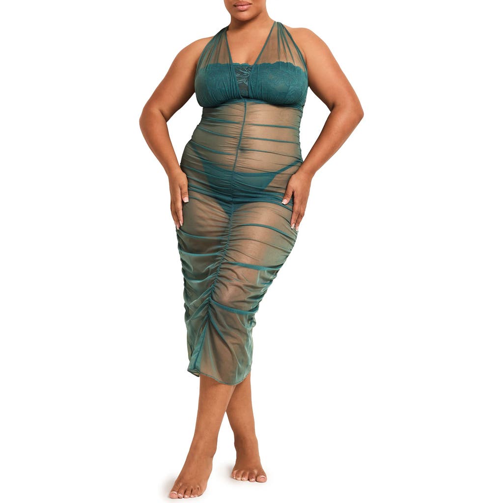 Adore Me Eave Slip & G-string Set Lingerie In Dark Green