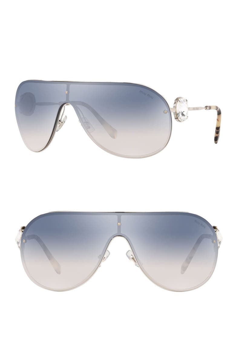 Miu Miu Pilot Sunglasses, Main, color, Silver